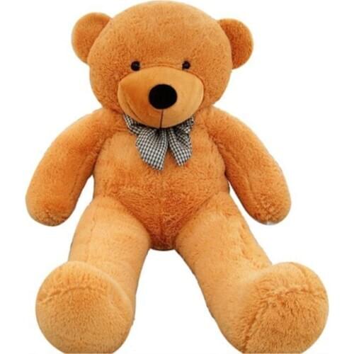 Plush Big Cute Brown Soft Teddy Bear Bow Tie 130cm Souvenir Valentine Gifts