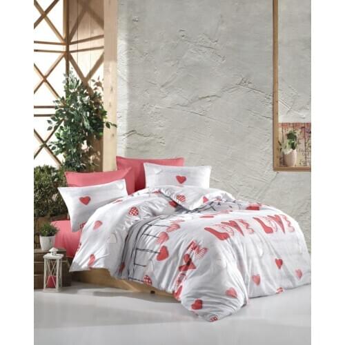 Duvet Cover World Ranforce Double Personality Duvet cover set Love Coral