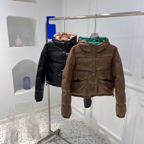 New Winter Women Girl Designer White Duck Down Puffer Jacket Stand Collar Short Bubble Coats Black Coffee red Down Jacket Coat