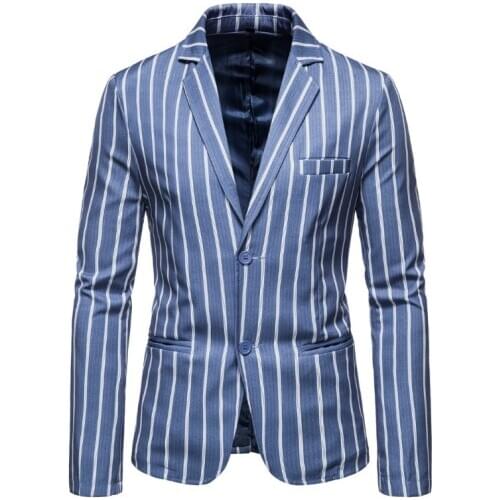 Plus size spring and autumn men fashion loose single breasted stripe style casual blazers