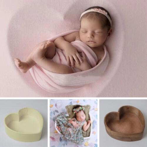 Newborn Photography Props Wooden Posing Props Heart Shape Baby Photo Container Infant Shoot Accessories Creative Big Props