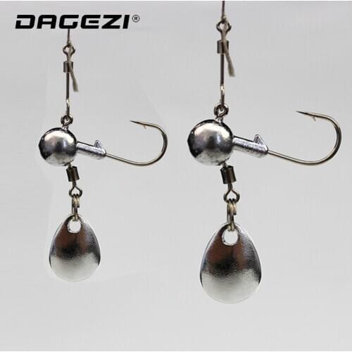 DAGEZI Jig head hook 2g/4g 5pcs/lot Lead Head fishing hook jigs bait for soft Lure worms fishing tackle accessories