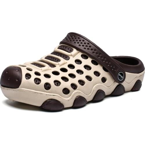 2021 Summer Beach Slippers Casual Slides Men Sea Clogs Sandals Breathable Flip Flops Boy Flat Platform Shoes Slip On Masculina