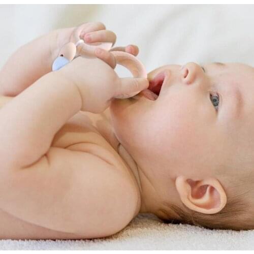 Baby Wooden Beads Silicone Teether Ring Chain for Infant Nursing Silicone Teething Tooth Training Accessories Newborn Baby Care