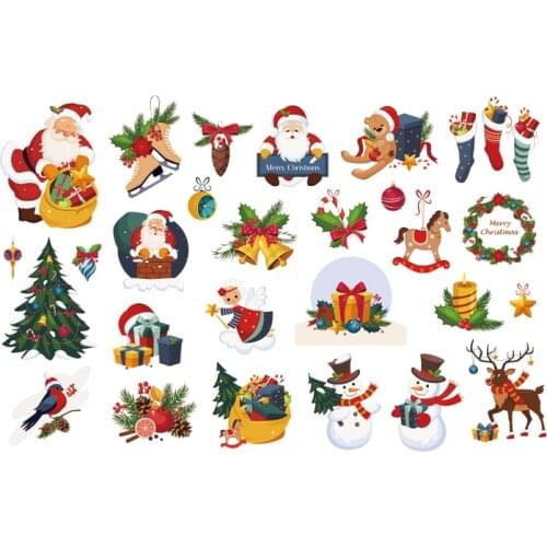 Christmas Pattern Patch Iron On Clothes Thermal Transfer T-Shirt Jeans Hot Tear Diy New Design Coat Stickers Christmas Gift