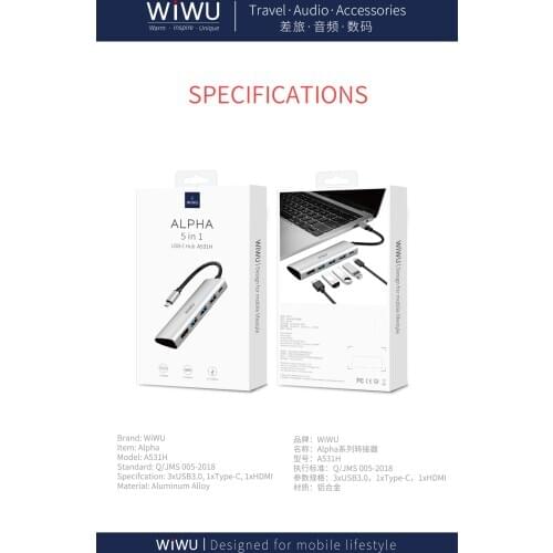 WIWU USB C Hub for MacBook Pro Multi-function USB 3.0 PD Power for MacBook Air Type-c To HDMI Computer Accessories Usb C Hub