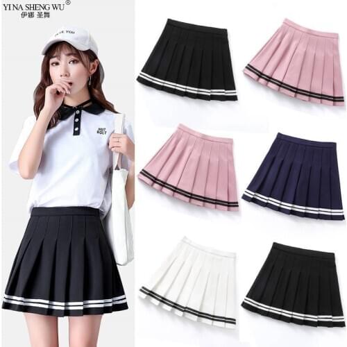 High Waist Pleated Skirts Kawaii Harajuku T-shirt Skirts Women Japanese Korean Girls Lolita a-line Sailor Skirt School Uniforms