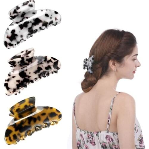 Large Acetate Hairpins Hair Gripper Clip Crab Claws Women Headdress Girls Moon Shape Leopard Print Hairgrips Accessories