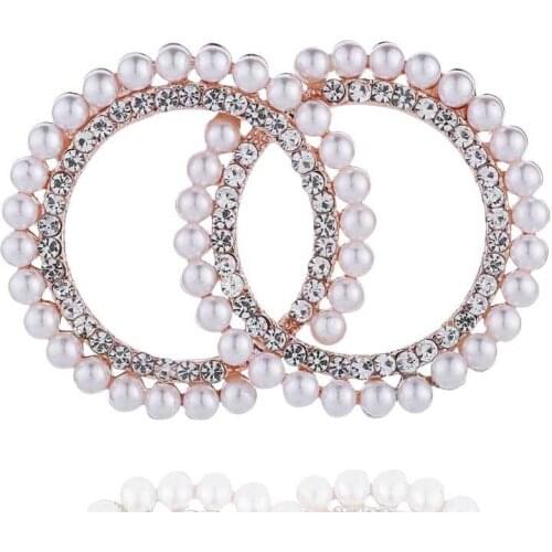 Korean High-end Rhinestone Round Brooch Pins Pearl Gold Color Badge Dress Coat Corsage Fashion Brooches for Women Jewelry