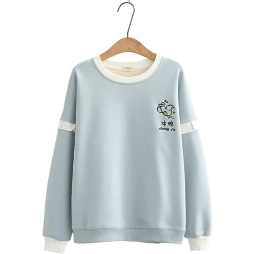 2020 Cartoon Embrodery Women Fleece Hoodies Fashion Long Sleeve Hooded Sweatshirts Harajuku Jumper Pullover Tops Casual Coat