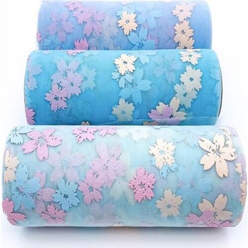 10 Yards Soft Sakura Printed Tulle Tutu Fabric Baby Shower Skirt Hairpin Headwear Accessories Wedding Party Birthday Decorations