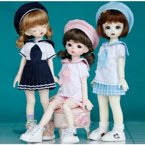 30cm 1/6 BJD YOSD doll clothes fashion navy feng sailor uniform school uniform shirt pleated skirt shorts hat set Toy clothing
