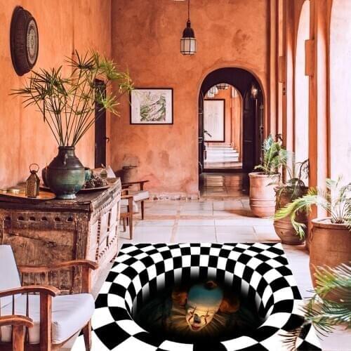 3D Vortex Illusion Rug Swirl Print Optical Illusion Areas Rug Carpet Floor Pad Non-slip Doormat Mats For Home Halloween Decor