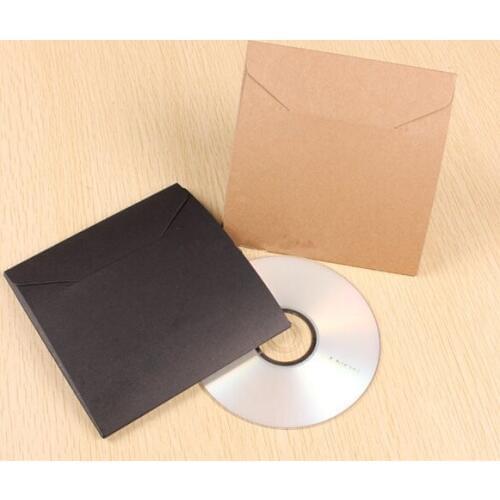 50pcs-13*13cm Blank Kraft Paper Black Peper CD Bags for Cover DVD Packaging Envelopes Wedding Party Favor Gift Bags