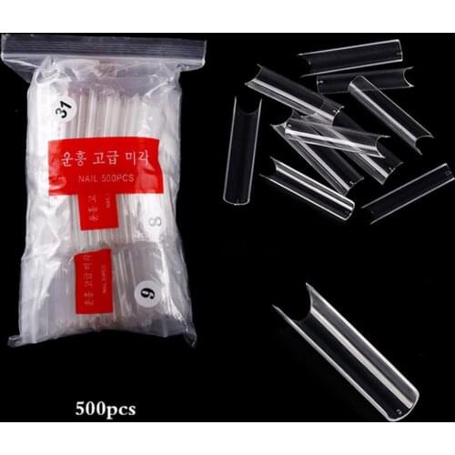 500pcs/Bag XXL Extra Straight Nail Tips Long Square Coffin False Nails C Curved ABS Fake Nails Manicure Salon Nail Art Tools