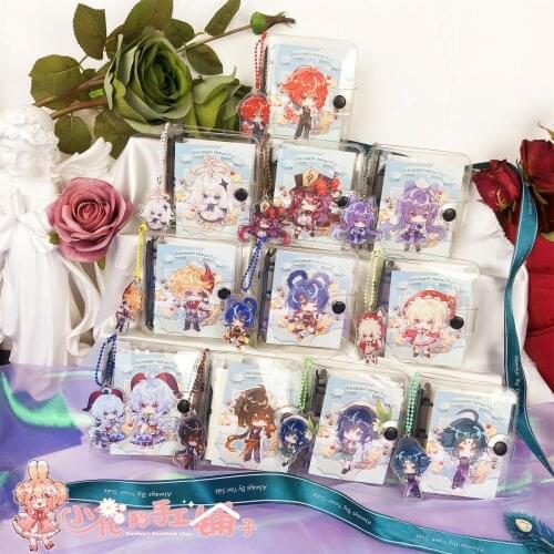 Anime Game Genshin Impact Klee Hu Tao Keqing Xiao Zhongli Cartoon Mini Loose Leaf Diary Notebook Stationery Student Cosplay Gift