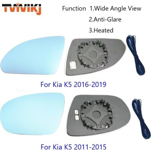 TVYVIKJ side rearview mirror blue glass lens For Kia K5 2011-2019 wide angle view anti glare side door mirror