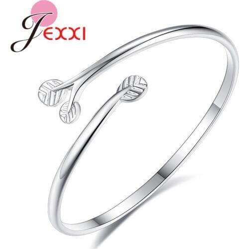 New Fashion European Plant Trefoil Bangle 925 Sterling Silver Open Bangles For Wife/Lover Best Anniversary Jewelry Gifts