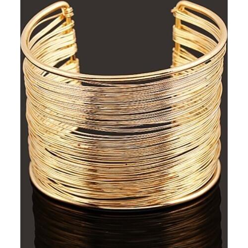 Alloy Metal Iron Wire Bangle Jewelry Multilayers Big Opening Bangles 2018 Gift For Women