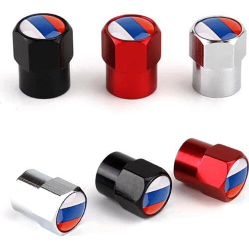 Car Wheel Center Cap Tire Valve Caps Russian Flag Badge Tyre Rim Stem Cover Decor For Hyundai Sonata Tucson Santa Fe Accessories