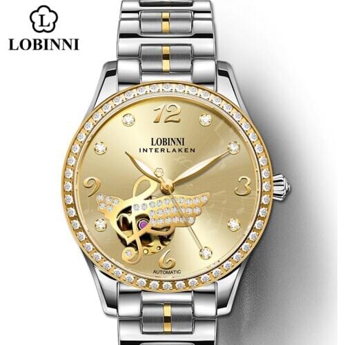 Lobinni Womens Mechanical Watch Waterproof Women Wristwatches Japan Automatic Mechanical Movement Watches Sapphire Montre femme