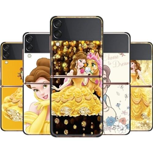 Disney Belle Princess Cover For Samsung Galaxy Z Flip 6.7" Flip3 5G Black PC Hard Phone Case Segmented Protect Coque