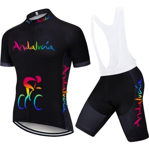 BLACK 2021 Mens Andalucia Cycling Jersey Outdoor Biking Bicycle Bib Sorts 20D Gel Pad MTB Bike Riding Short Pants Ciclismo