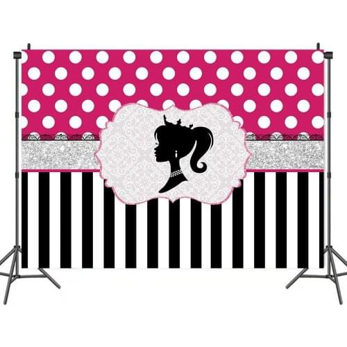 Black White Striped Sweet 15 16 Girl Dance Party Backdrops Quinceanera Prom Celebration Photographic Background For Art Photo
