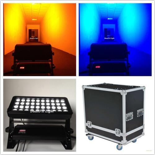 Flycase) 8pcs 40x18w 6in1 led city lighting dmx wash led rgbwa uv wash wall lighting ip65 flood lamp