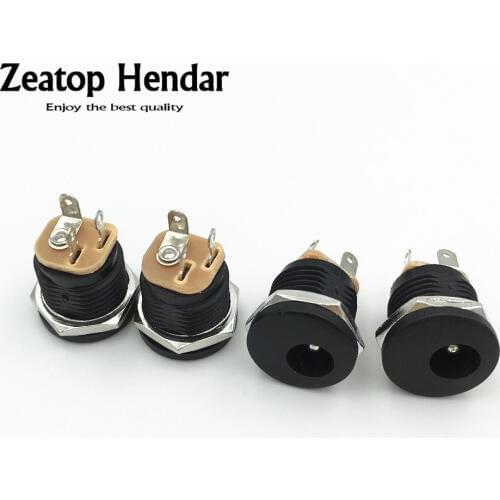 100Pcs 5.5x2.1mm DC Female Power Socket 3Pin Jack DC Female Panel Mount with Nut Connector