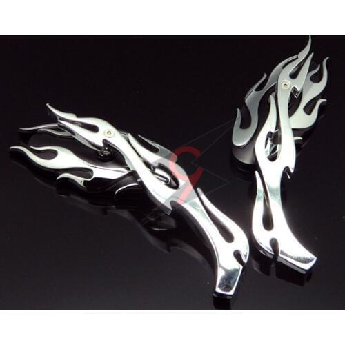 Chrome Flame Oval Custom Rearview Mirrors for Honda Yamaha Suzuki Kawasaki Cruiser Chopper Motorcycle Mirrors UNDEFINED
