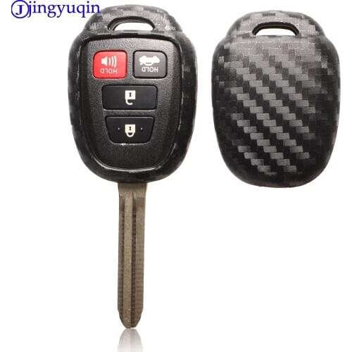 Jingyuqin Carbon Silicone For Toyota CAMRY 2012 2013 2014 2015 Corolla 2/3/4 Buttons Remote Car Key Shell Case Fob