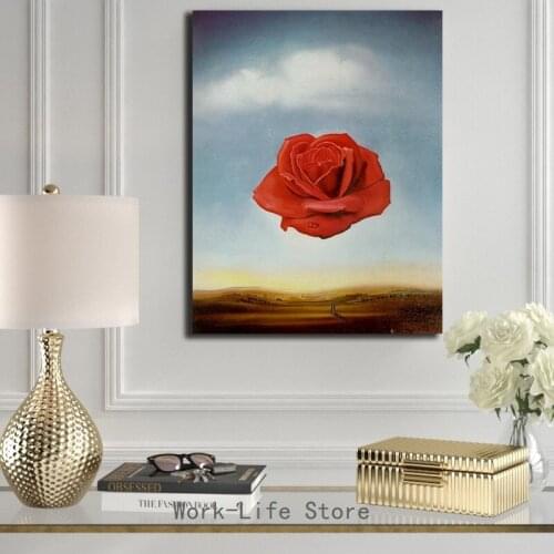 Salvador Dali Meditative Rose Flower Canvas Painting Posters and Prints Wall Pop Art Picture Living Room Home Decoration Cuadros