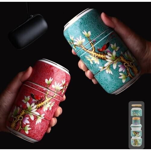 Chinese Color Ceramic Cup Creative Portable Travel Gong Fu Tea Set With Tea Box Gift Set