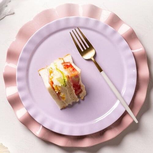 Creativity Ceramic Plate Kiln Change Glaze Wave Decorative Western Steak Dish Restaurant Pasta Salad Plates Kitchen Tableware