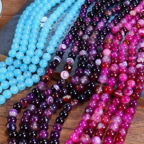 30pc/lot 8mm Round Natural Stone Beads Dye Colorful Charm For Diy Vintage Earrings Necklace Bracelet Jewelry Crafts Making Beads