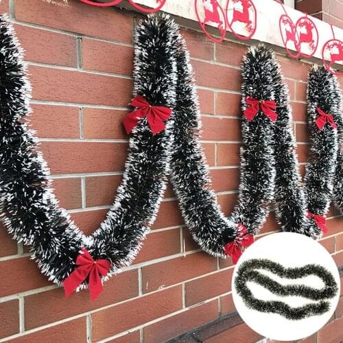 2M Christmas Decoration Bar Tops Ribbon Garland Christmas Tree Ornaments White Dark Green Cane Tinsel Xmas Party Supplies