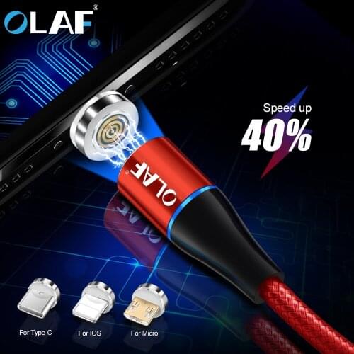 OLAF 3A Fast Charging Magnetic Cable Micro USB Type C Lighting Cable Charger For iPhone 6 7 8 Plus X XR XS Max USBC Type-C Cable