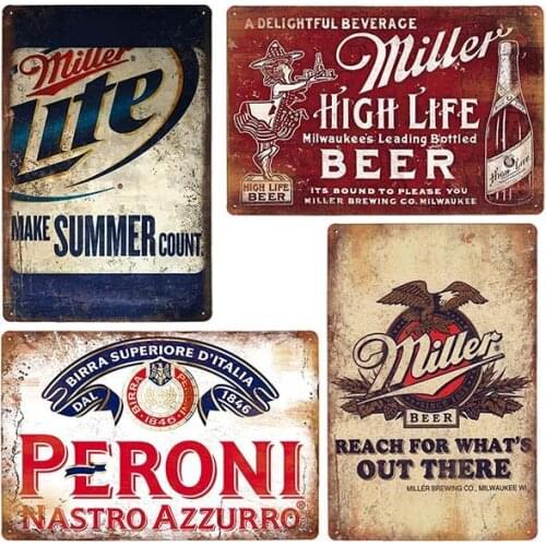 Beer Metal Tin Bucket Sign Plaque Vintage Bar Decorative Plates Wall Decoration Retro Posters Home Decor 20x30cm