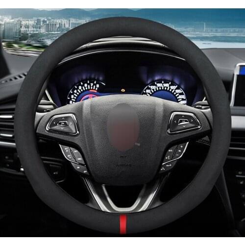 MIDOON Carbon Fiber Cow Leather Car Steering Wheel Cover For Ford Edge 2015 2016 2017 2018 2019 2020 2021 Brand Auto Accessories