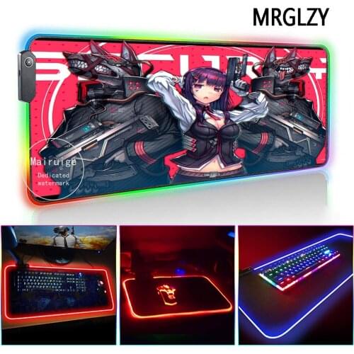 MRGLZY Drop Shipping Multi-size Anime Cool Girl RGB Mouse Pad LED Light Gamer XXL Gaming Accessories DeskMat for Laptop Keyboard