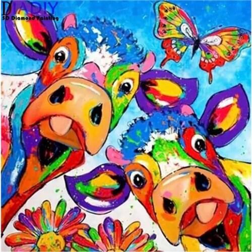 DIY Colorful Cow Bull Theme Diamond Painting Handmade Rhinestone Mosaic Picture Diamond Embroidery Gift Home Decoration