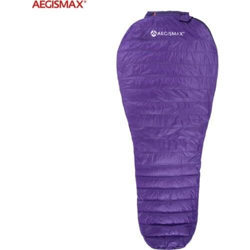 AEGISMAX 2021 New Nano Purple Outdoor Camping Ultralight Mummy White Goose Down winter Sleeping Bag Nylon Bag Portable