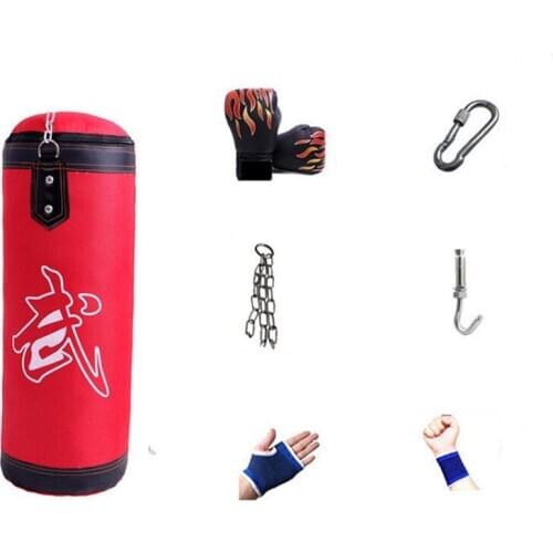 Empty punching bag boxing gloves professional accessories for taekwondo muay thai sanda boxing fitness training bags 7 pcs set