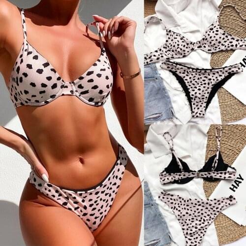 Sexy Leopard Print Underwired Bikinis Swimsuits Women 2-Piece Biquinis Swim Bathing Suit Summer Beach Bikini Set