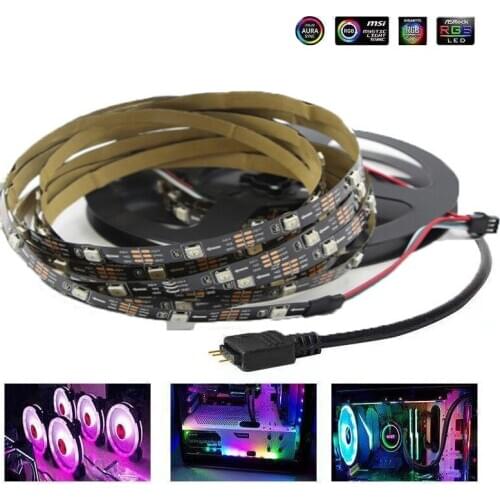 DC5V 3PIN WS2812b LED Strip for ASUS Aura SYNC MSI Mystic Light GIGABYTE RGB Fusion2.0 5V 3Pin Header on Motherboard Sync light