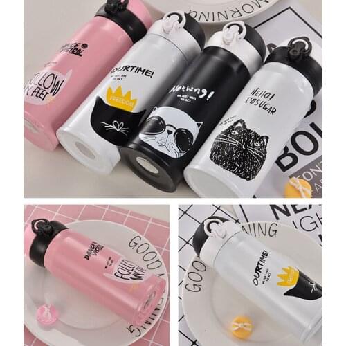 Bounce Cover Vacuum Cup Insulated Double Walll The cat design Water Bottles Sport Kettle 4 Colors