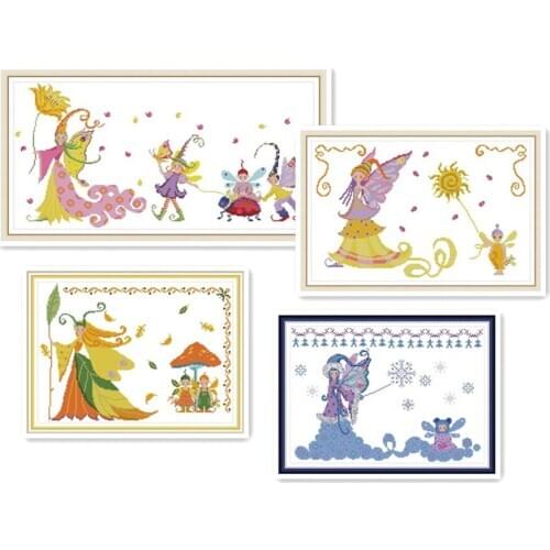 Everlasting Love Elves Chinese Cross Stitch Kits Ecological Cotton Clear Stamped Printed 14CT 11CT Gift DIY Decorations For Home