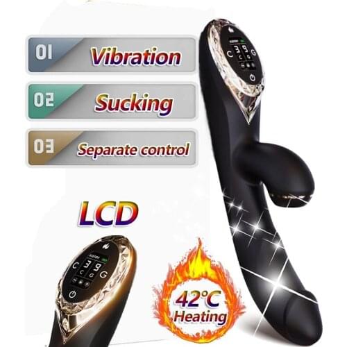 KISSTOY Liquid Crystal Display AV Magic Wand Sucking Vibrator G-Spot Clitoris Independent Control Vagina Massager Adult Sex Toys