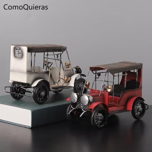 Vintage Car Model Ornaments Retro Wrought Iron Decoration Model Nordic Modern Home Decor Living Room Wine Cabinet Decorations